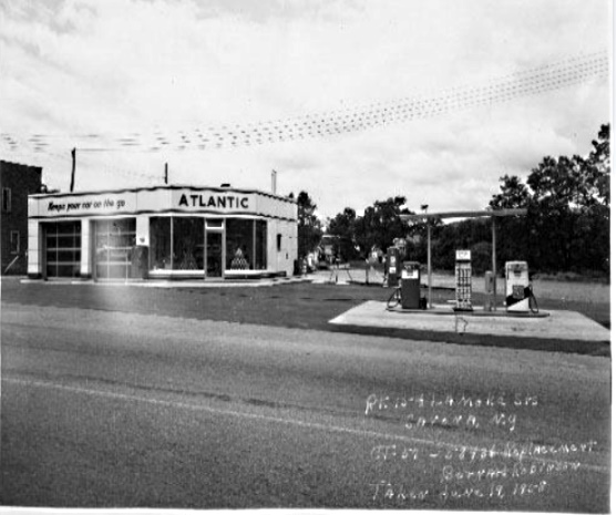 1954 Sinclair Gas Station Remodeled under Barkley
                    and now Atlantic Station